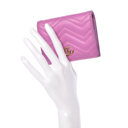 Gucci Calfskin Matelasse GG Marmont Card Case Candy Mousse 2 of 15