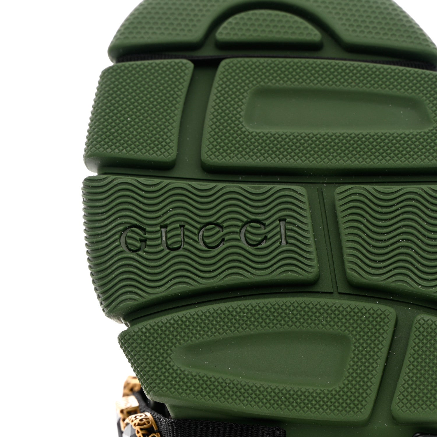 Gucci X SEGA Mesh Suede Calfskin Removable Crystals Flashtrek Sneakers 36 Loess Black Olive Green 7 of 8