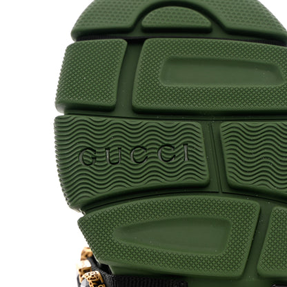 Gucci X SEGA Mesh Suede Calfskin Removable Crystals Flashtrek Sneakers 36 Loess Black Olive Green 7 of 8