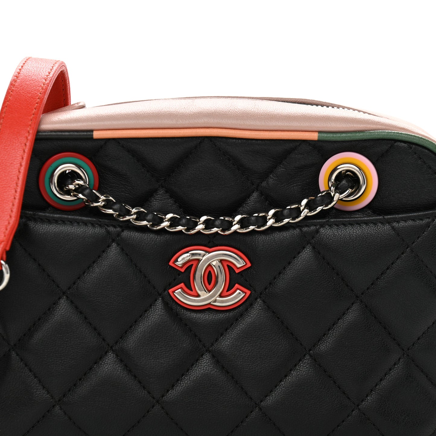 Calfskin Quilted Cuba Camera Bag Black Multicolor