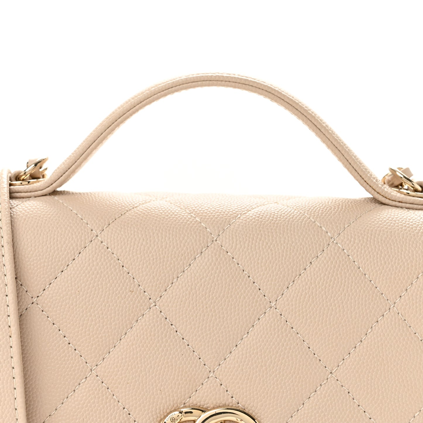 Caviar Quilted Small Business Affinity Flap Beige