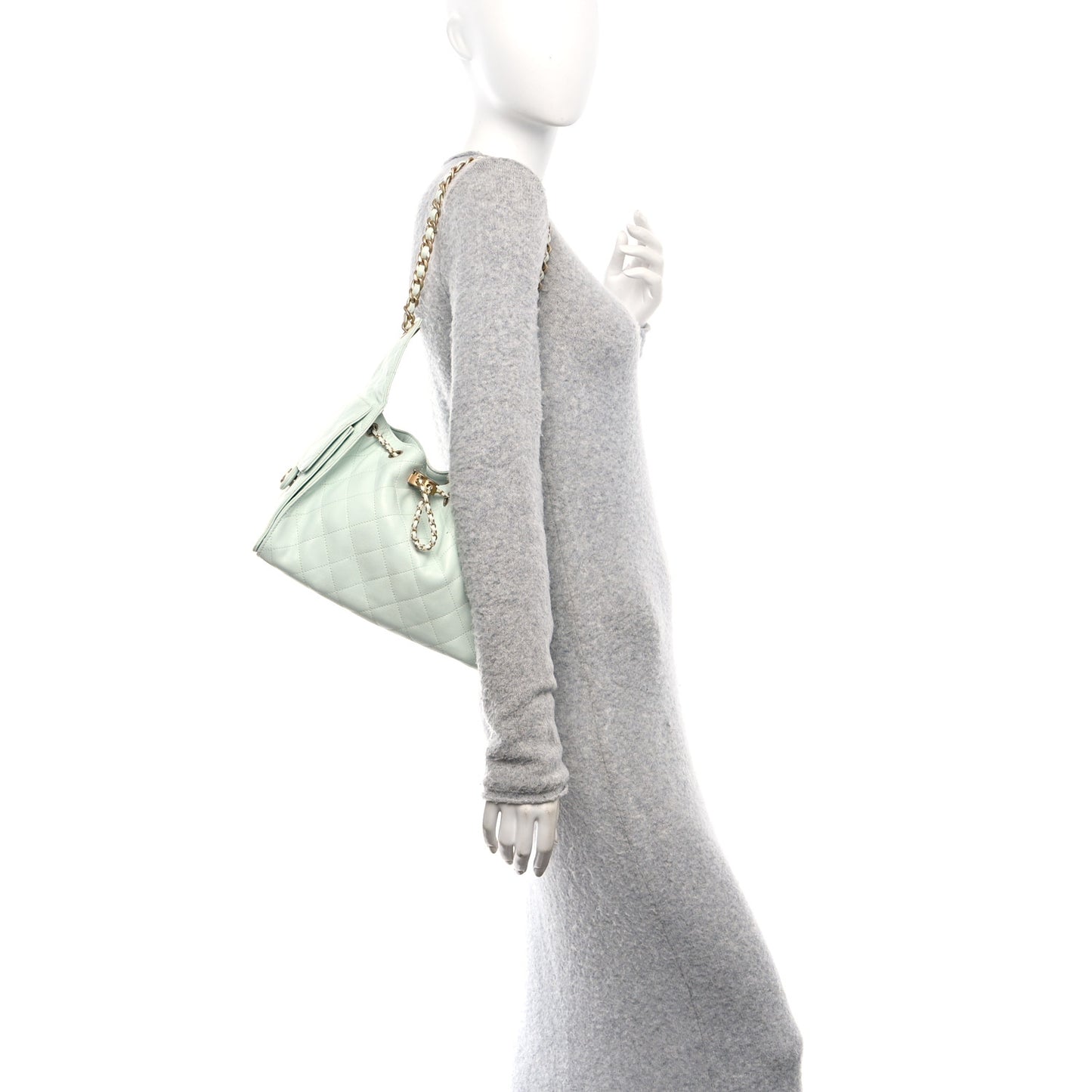 Caviar Quilted Small Chanel 25 Handbag Light Green