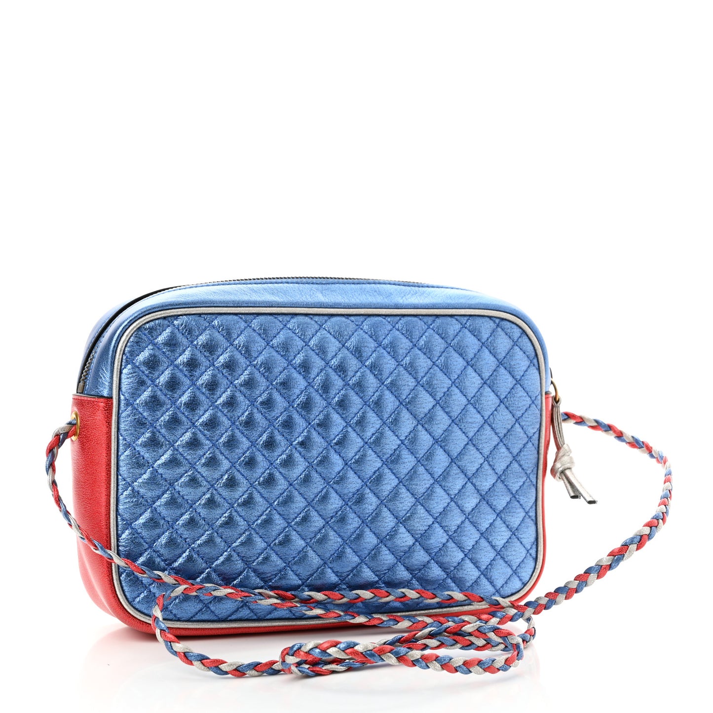 Laminated Nappa Trapuntata Small Zumi Shoulder Bag Rosso Marine Argento