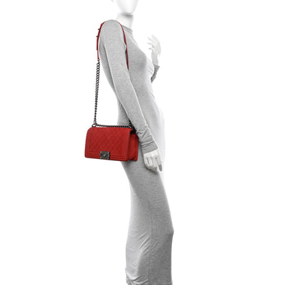 Chanel Suede Caviar Quilted Medium Boy Flap Red 2 of 17