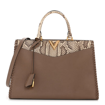 Louis Vuitton Calfskin Snakeskin Very Zipped Tote Taupe 2 of 21