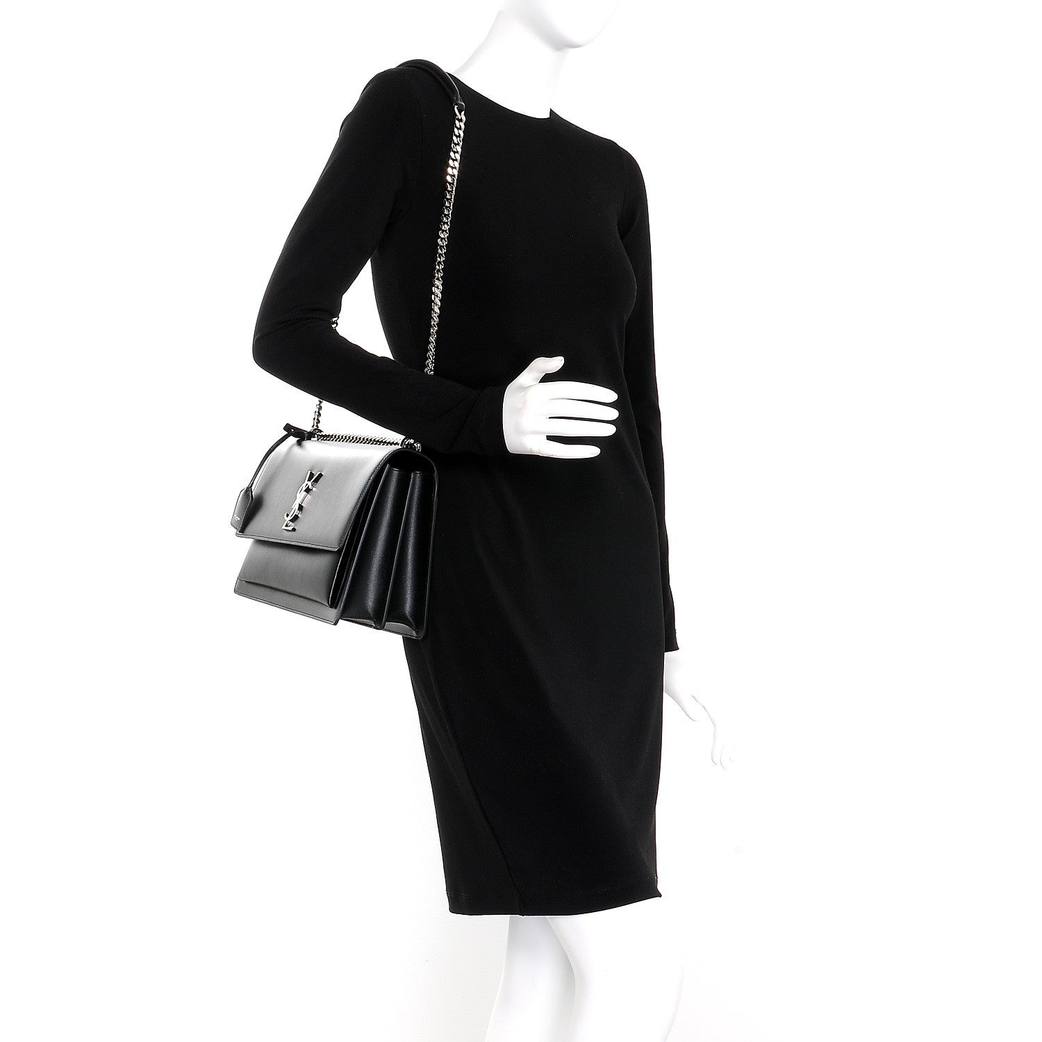 Saint Laurent Calfskin Large Monogram Sunset Black 2 of 7