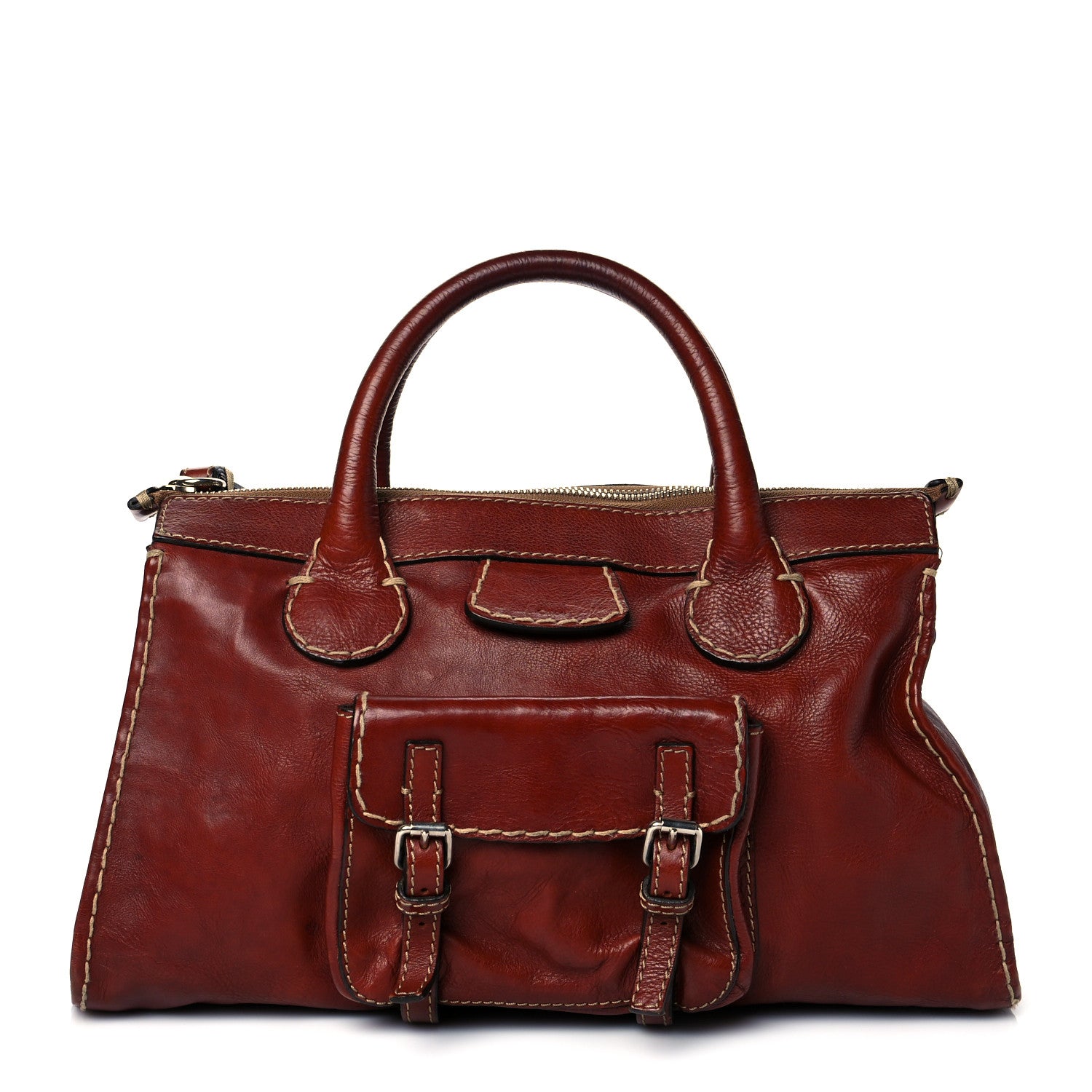 Chloe Calfskin Edith Satchel Sepia Brown 1 of 11
