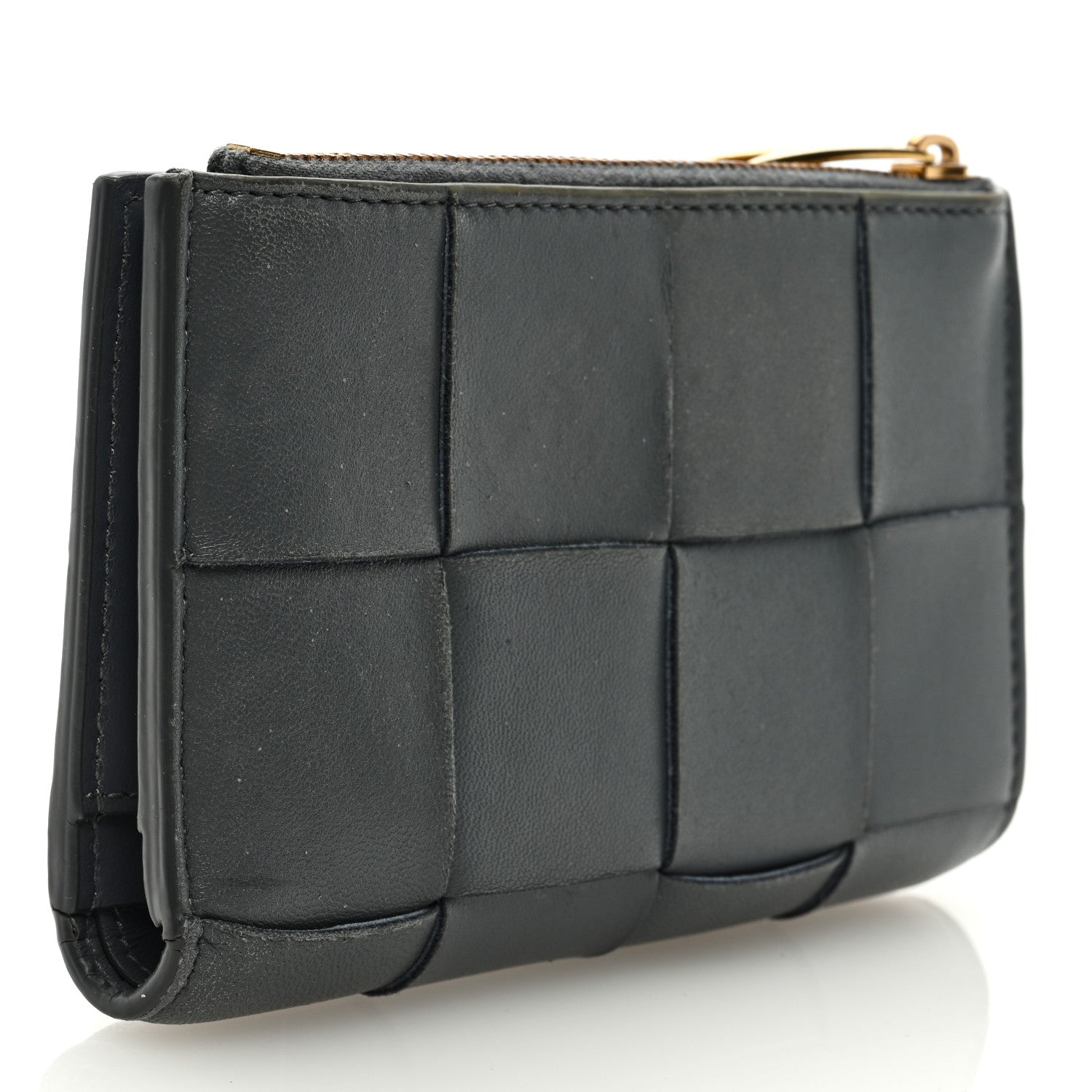Bottega Veneta Nappa Maxi Intrecciato Medium Cassette Bifold Zip Wallet Thunder 3 of 6