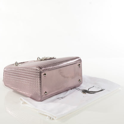 Christian Dior Metallic Patent Micro-Cannage Medium Lady Dior Pink 4 of 8