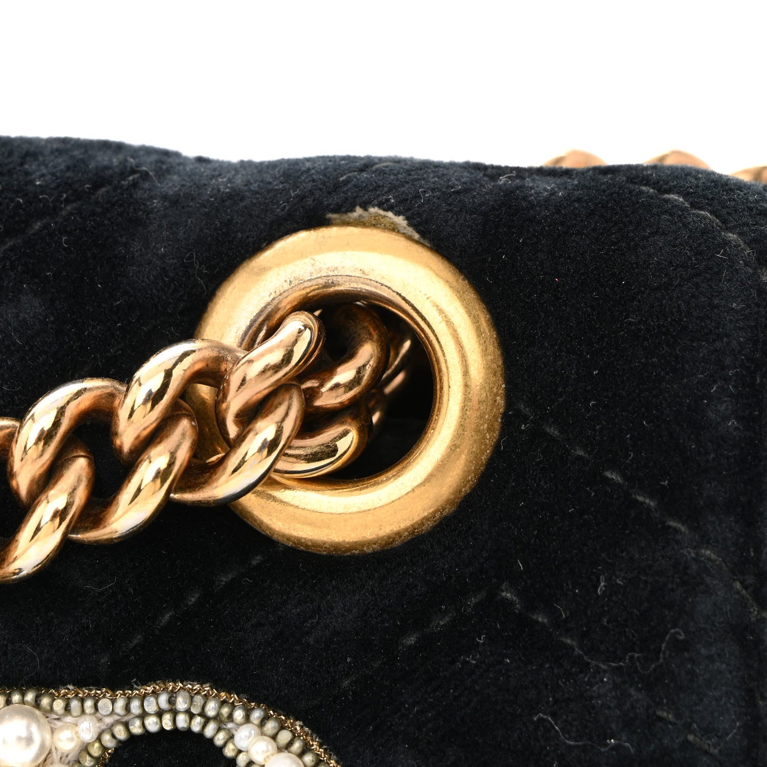 Gucci Velvet Matelasse Loved Embroidered Medium GG Marmont Shoulder Bag Black 15 of 18