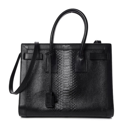 Saint Laurent Python Calfskin Embossed Small Sac de Jour Black 1 of 15