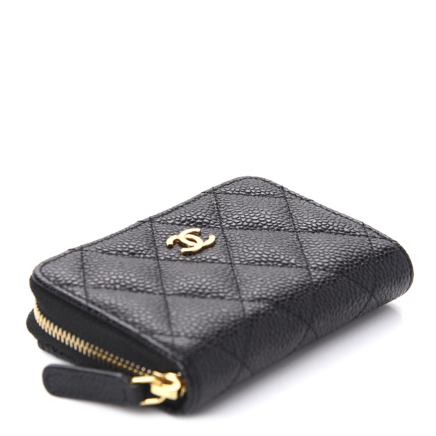 Caviar Quilted Zip Coin Purse Black