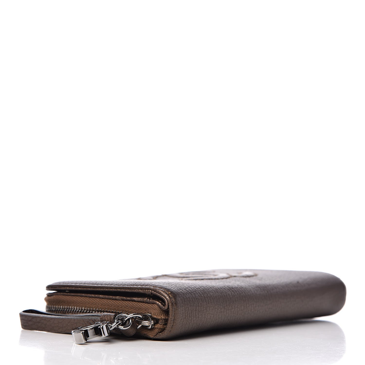 Chanel Metallic Calfskin Large Timeless Zip Around Wallet Brown 4 of 9
