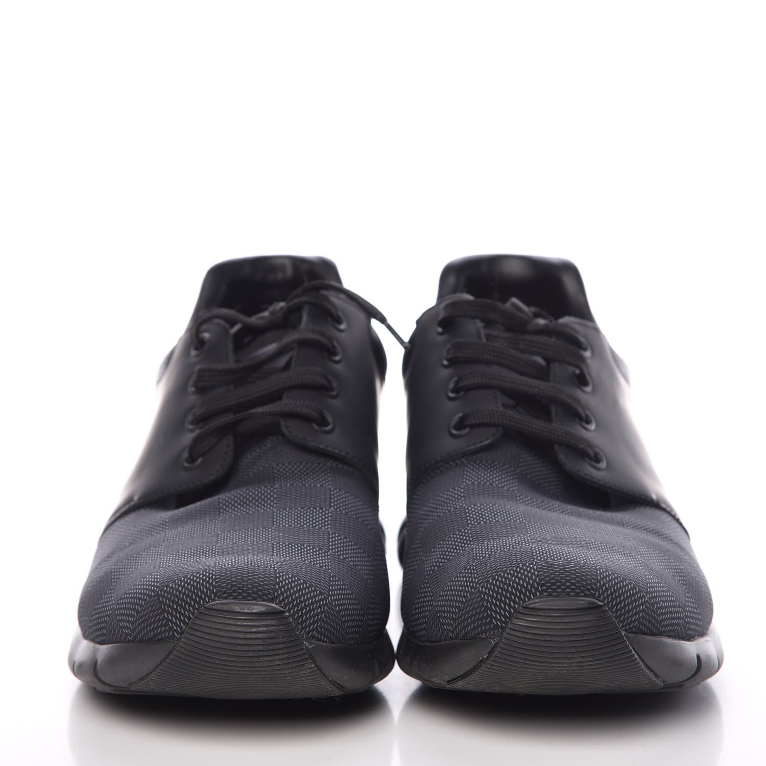 Louis Vuitton Calfskin Mesh Damier Fastlane Low Sneakers 10 Black 2 of 13