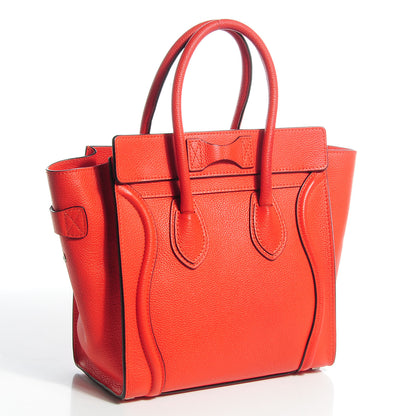 Celine Drummed Calfskin Micro Luggage Vermillion 3 of 8