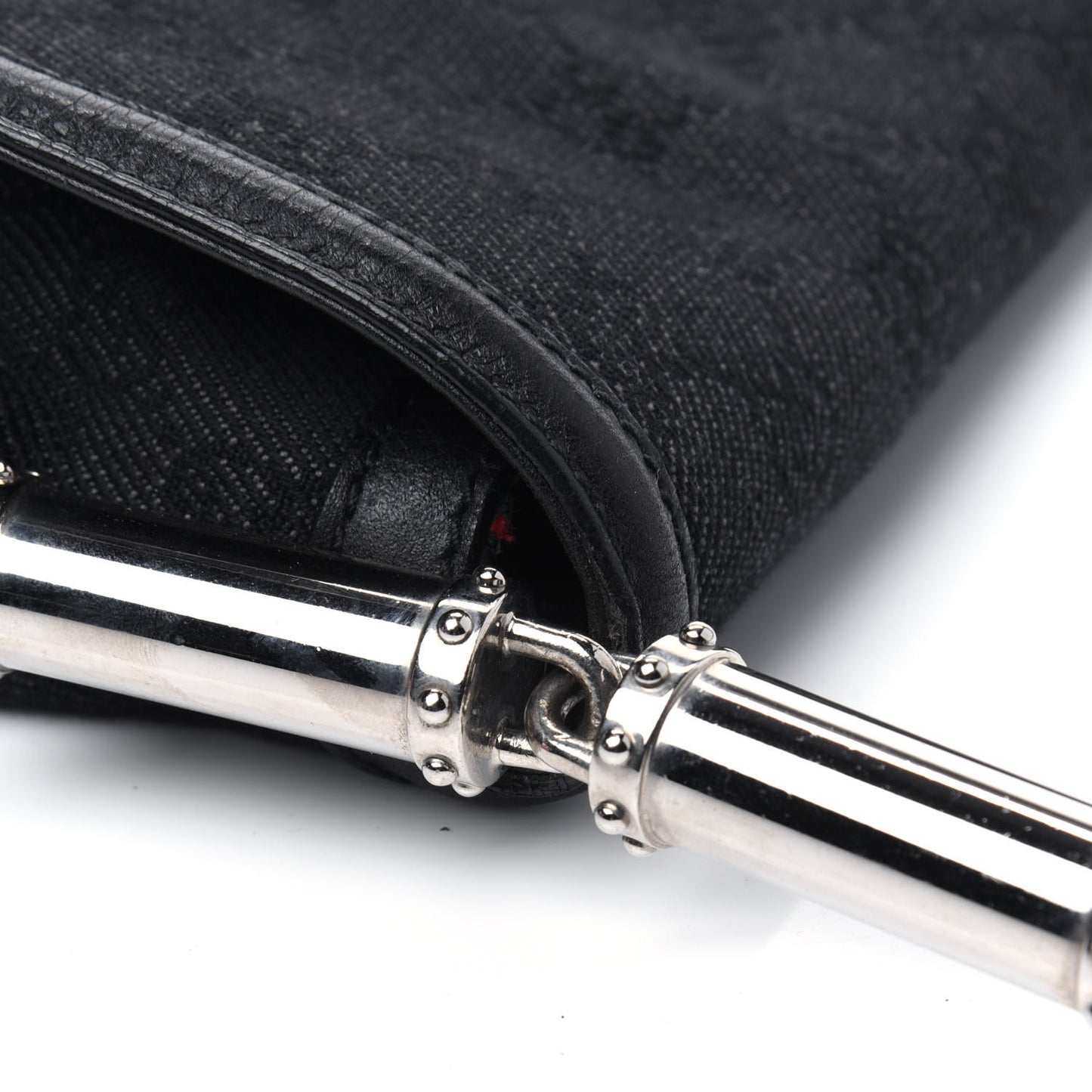 Denim Monogram Britt Tassel Shoulder Bag Black