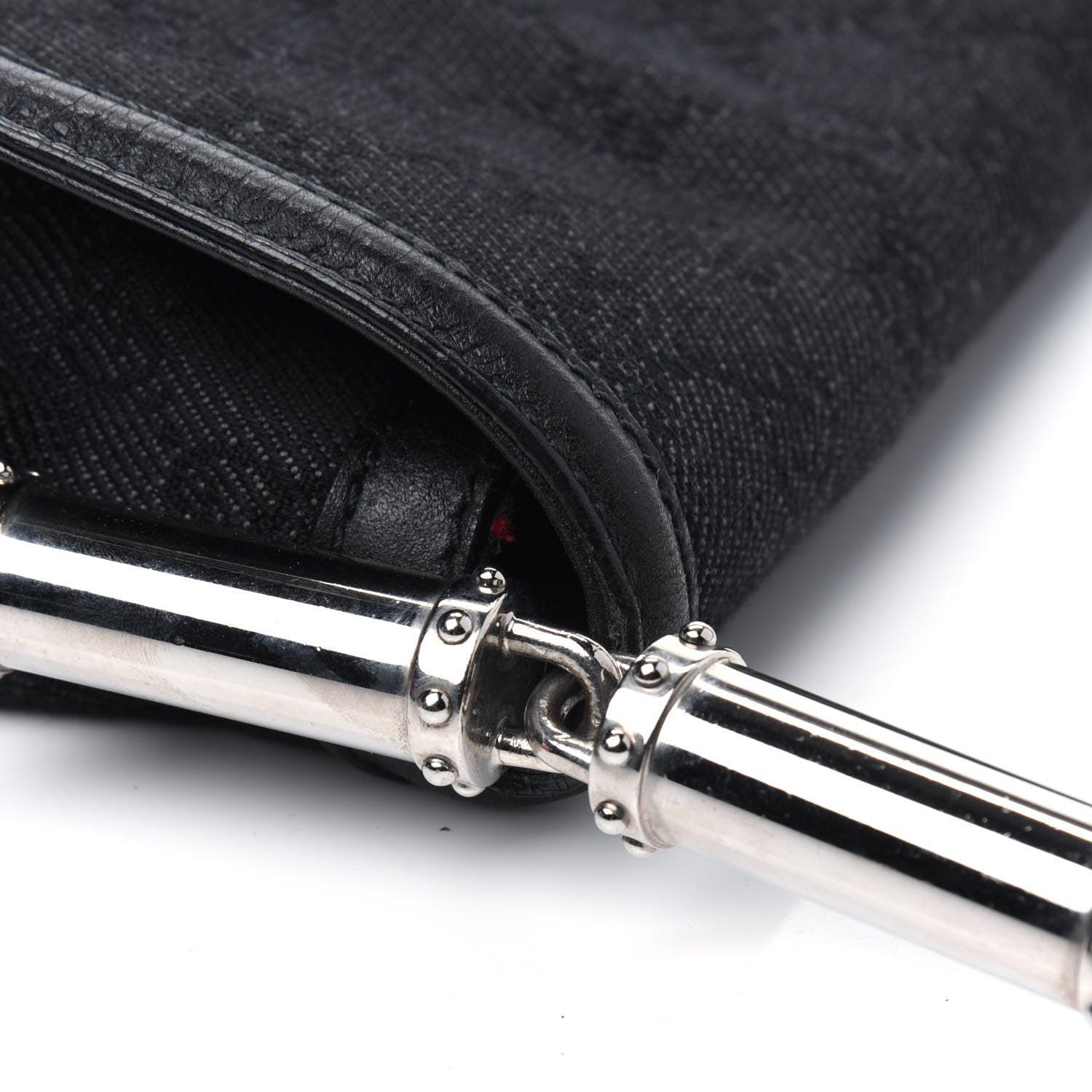 Gucci Denim Monogram Britt Tassel Shoulder Bag Black 16 of 17