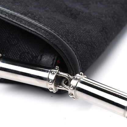 Gucci Denim Monogram Britt Tassel Shoulder Bag Black 16 of 17