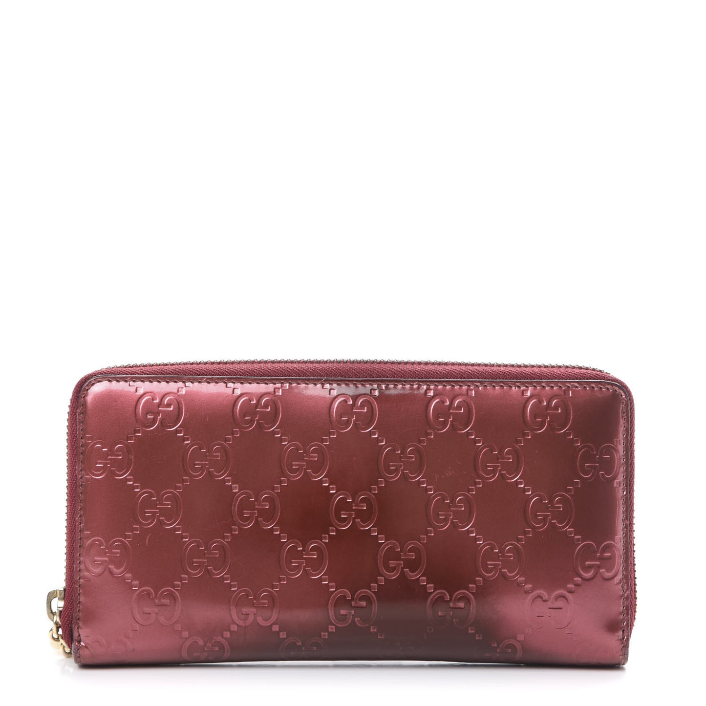 Shine Guccissima Margaux Calfskin Lovely Zip Around Wallet Tibet Red