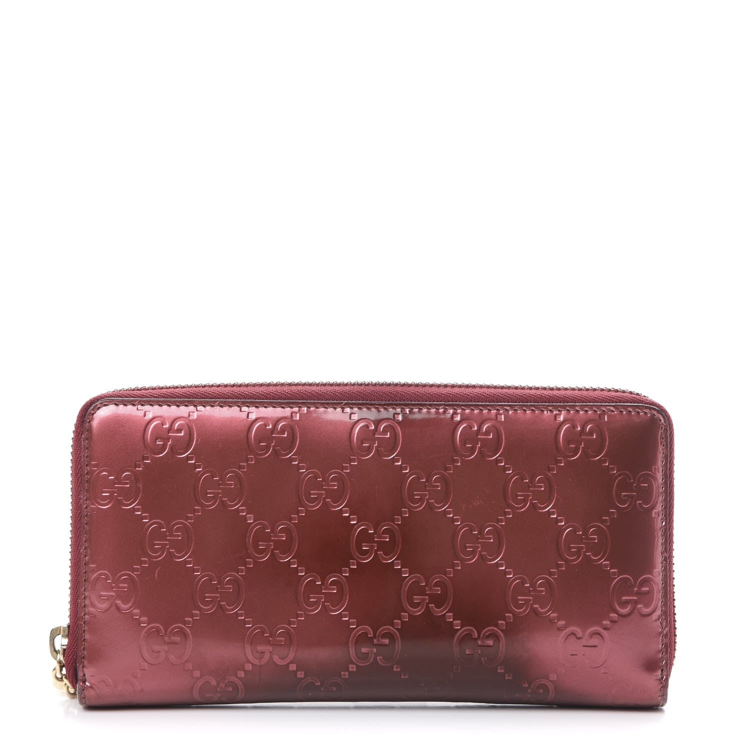 Gucci Shine Guccissima Margaux Calfskin Lovely Zip Around Wallet Tibet Red 1 of 14