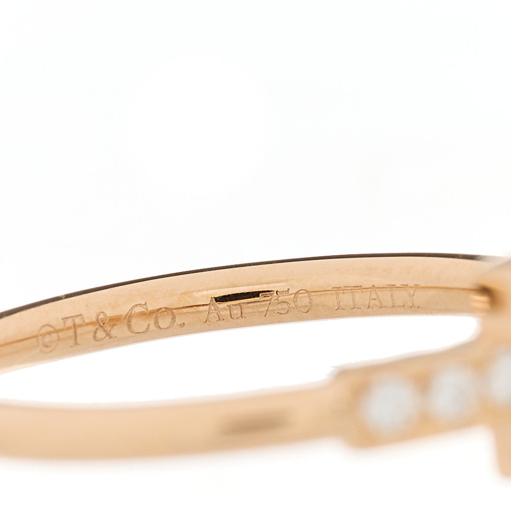 18K Rose Gold Diamond T Wire Ring 50 5.5