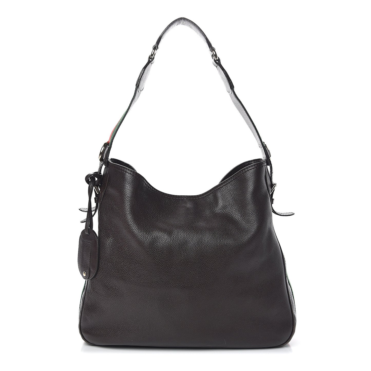Calfskin Web Heritage Shoulder Bag Dark Brown