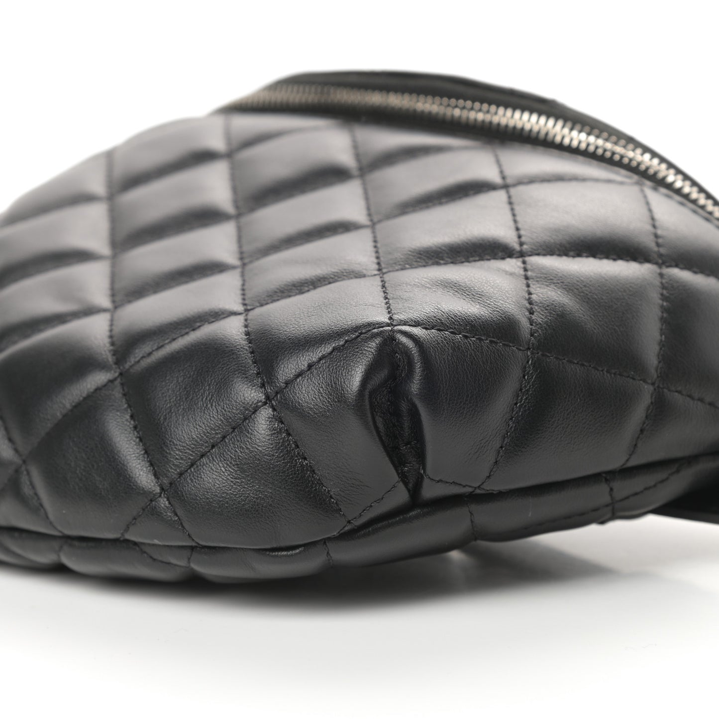 Lambskin Quilted Waist Belt Bag Black
