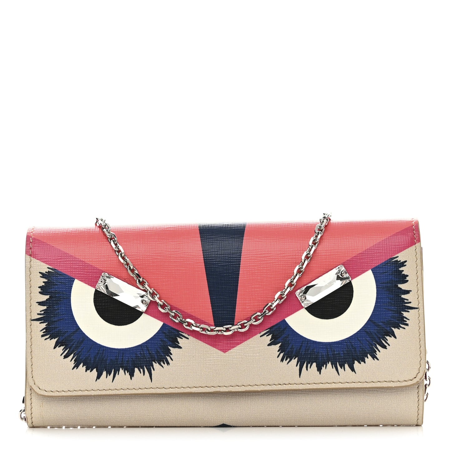Vitello Elite Crystal Eye Monster Continental Wallet on Chain Bellini Multicolor