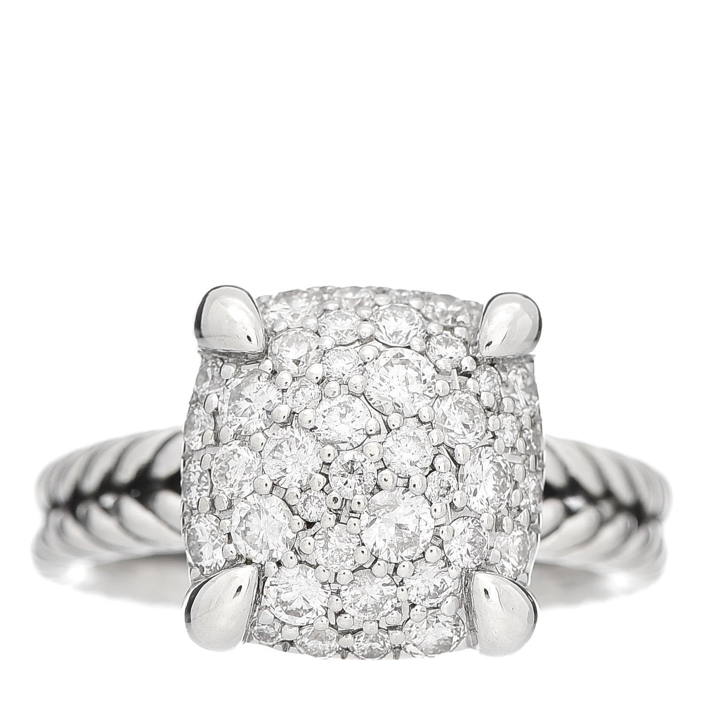 Sterling Silver Diamond 11mm Chatelaine Pave Ring 48 4.5
