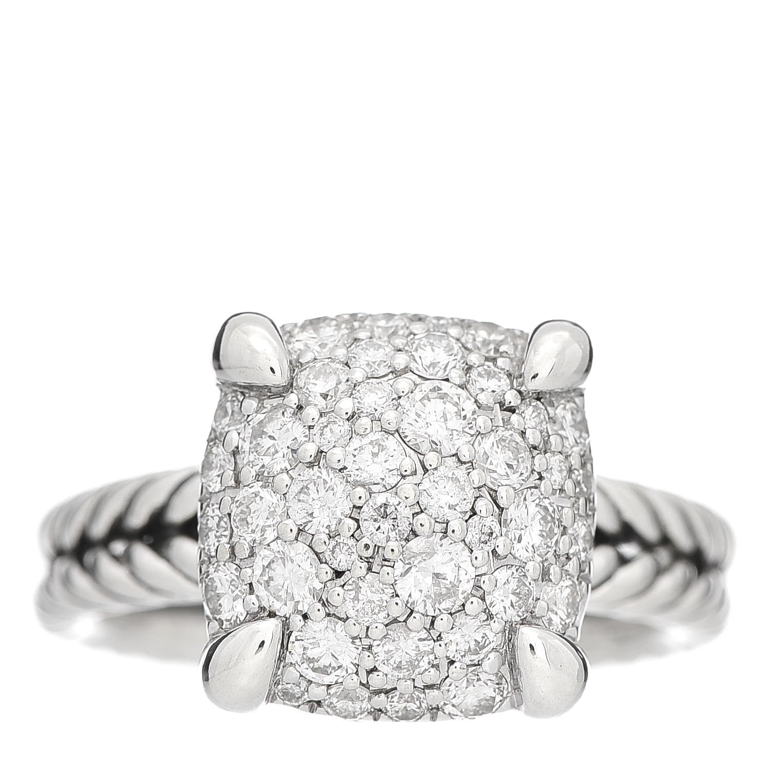 David Yurman Sterling Silver Diamond 11mm Chatelaine Pave Ring 48 4.5 1 of 6
