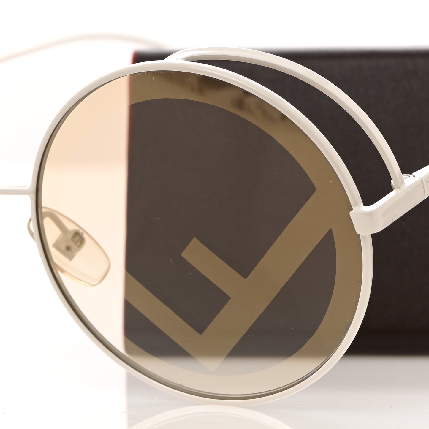 Metal F is Fendi Printed Run Away Round Frame Sunglasses FF 0343/S White