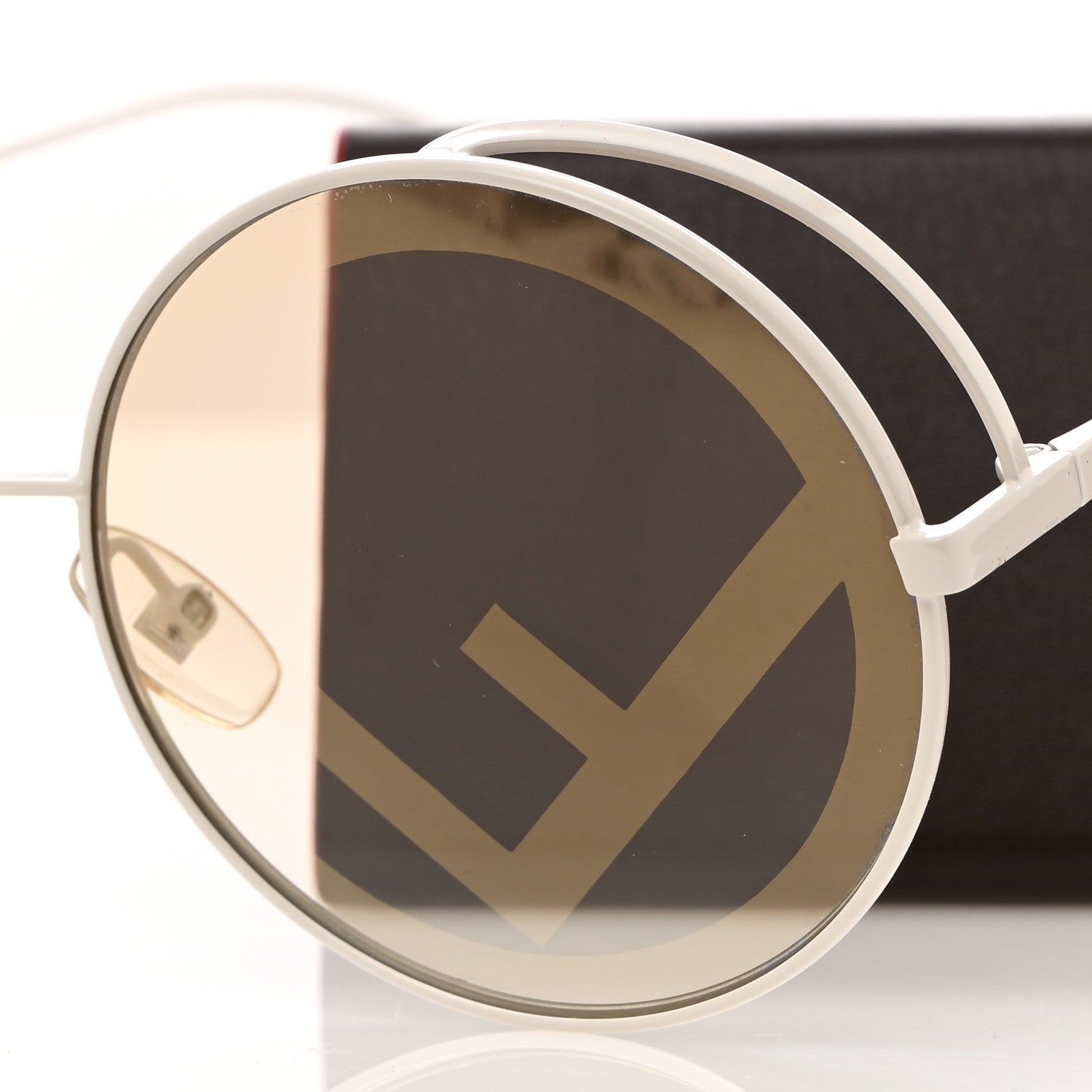 Fendi Metal F is Fendi Printed Run Away Round Frame Sunglasses FF 0343/S White 7 of 8