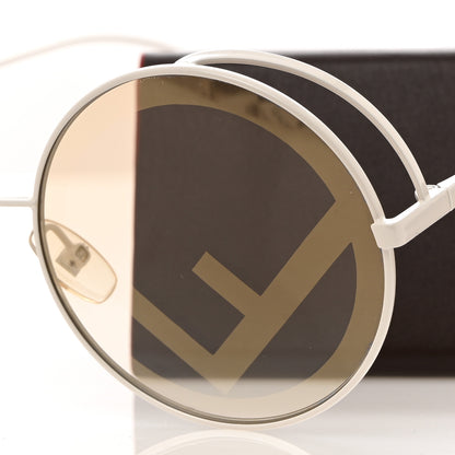 Fendi Metal F is Fendi Printed Run Away Round Frame Sunglasses FF 0343/S White 7 of 8