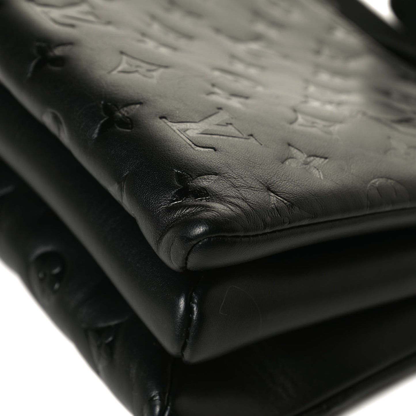 Lambskin Embossed Monogram Coussin PM Black