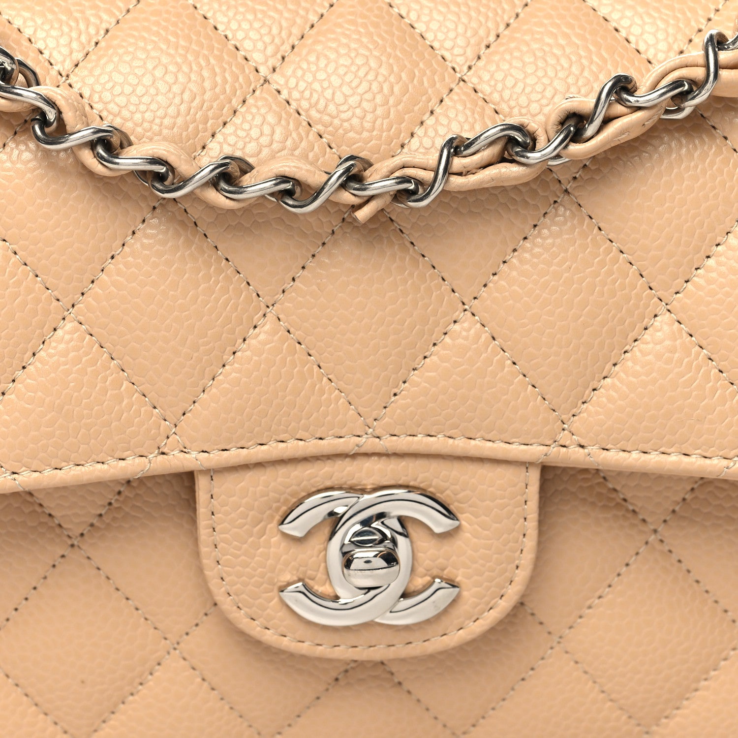 Chanel Caviar Quilted Small Double Flap Beige 8 of 10