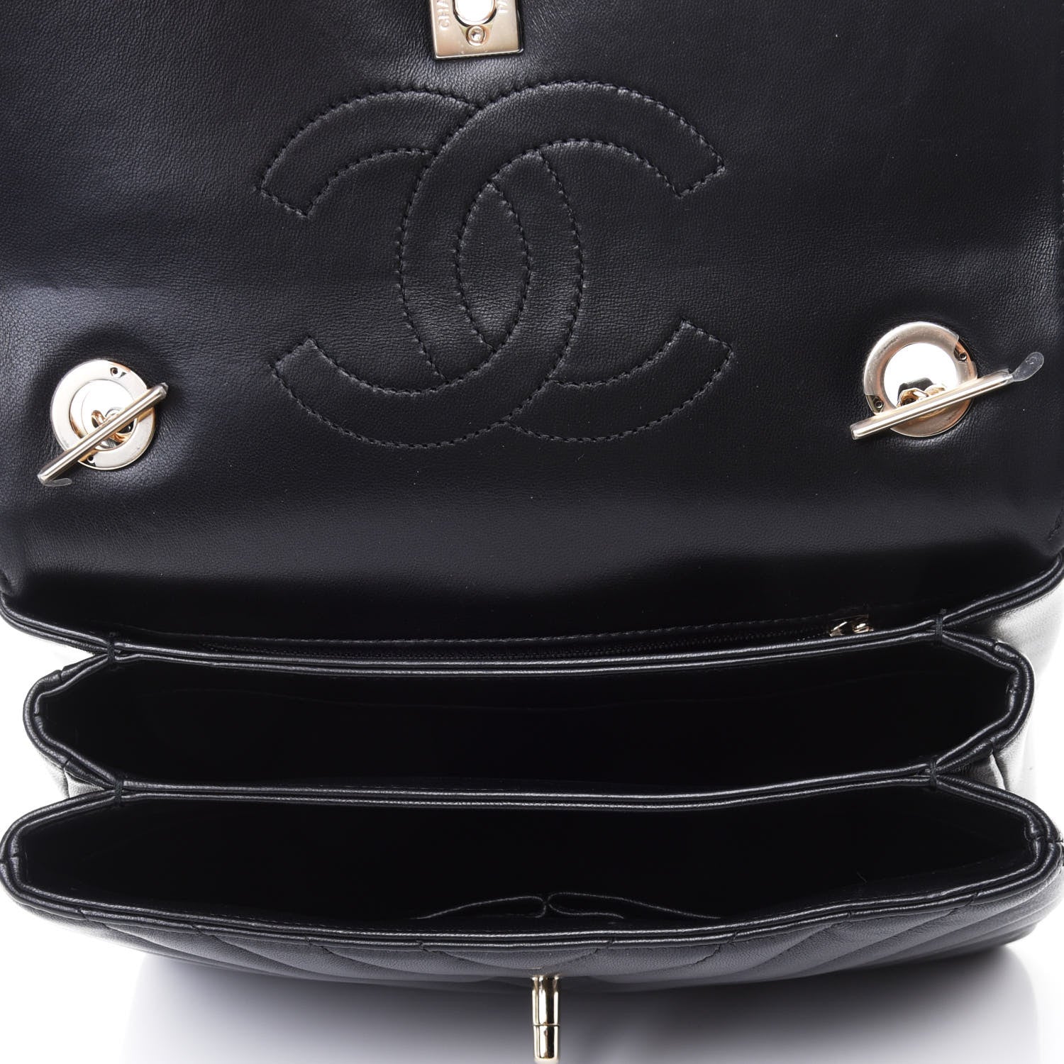 Chanel Lambskin Chevron Quilted Small Trendy CC Dual Handle Flap Bag Black 4 of 4