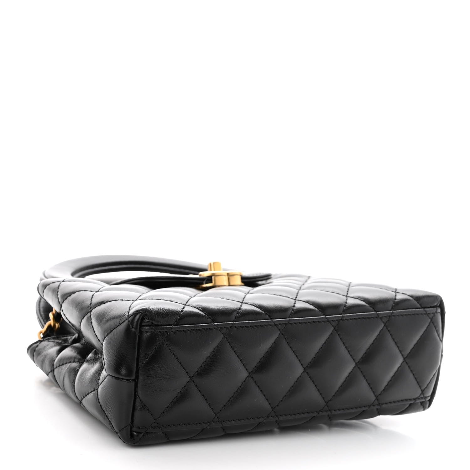 Chanel Shiny Aged Calfskin Quilted Nano Kelly Shopper Black 4 of 11