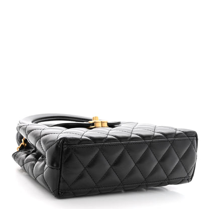 Chanel Shiny Aged Calfskin Quilted Nano Kelly Shopper Black 4 of 11