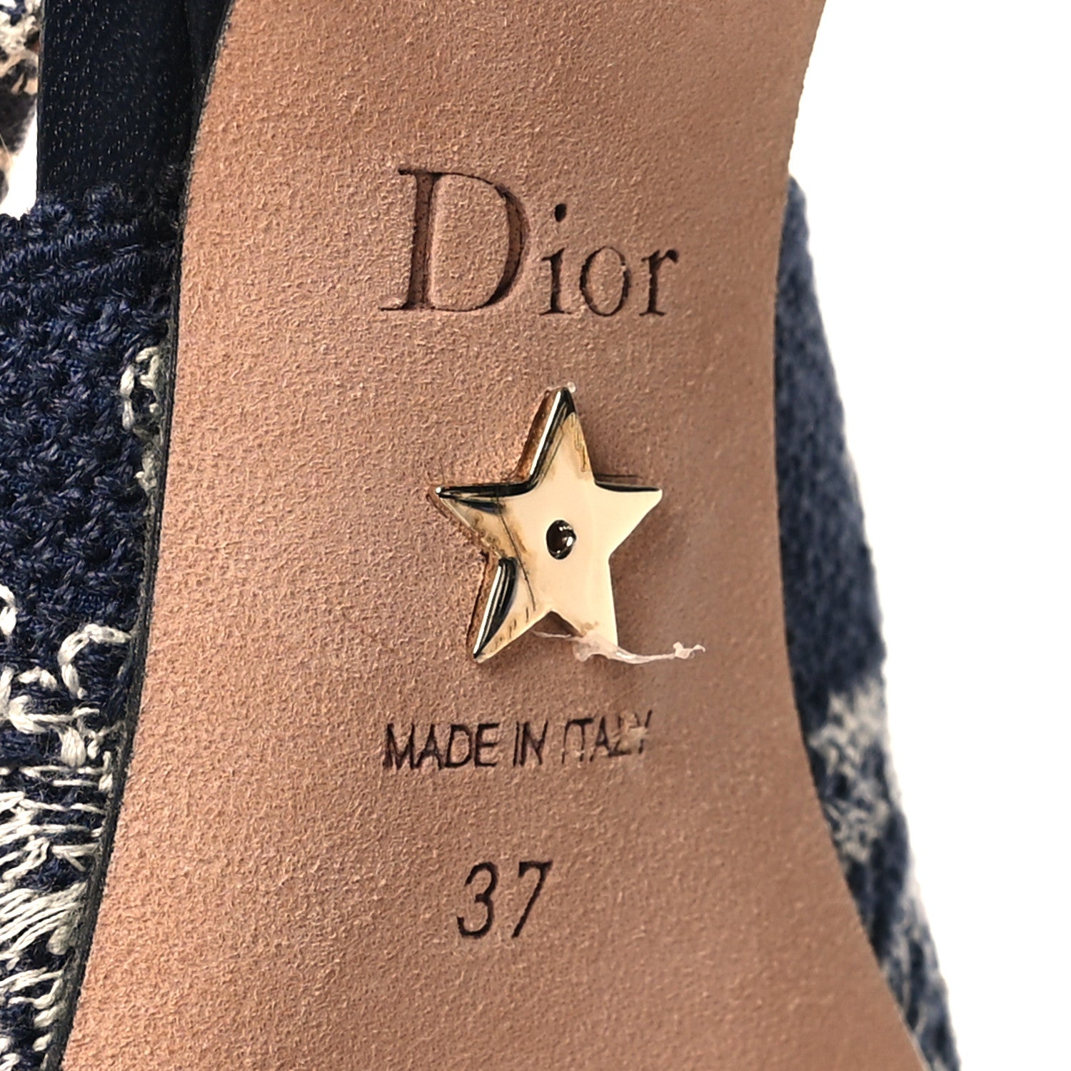 Christian Dior Toile de Jouy Ribbon Embroidered J'Adior Slingback 65mm Pumps 37 Blue Off White 7 of 9