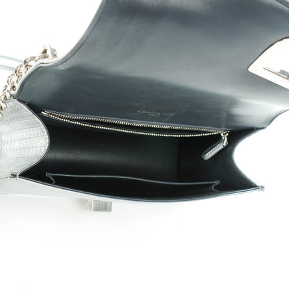 Christian Dior Metallic Patent Micro-Cannage Medium Diorama Flap Bag Silver 5 of 8