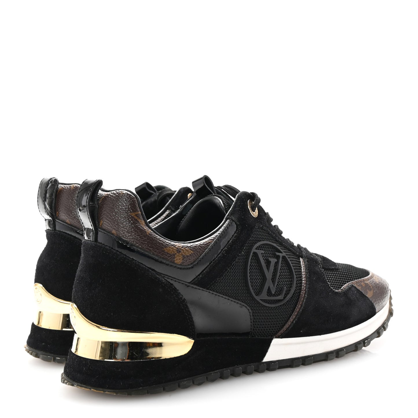 Suede Monogram Run Away Sneakers 36 Black