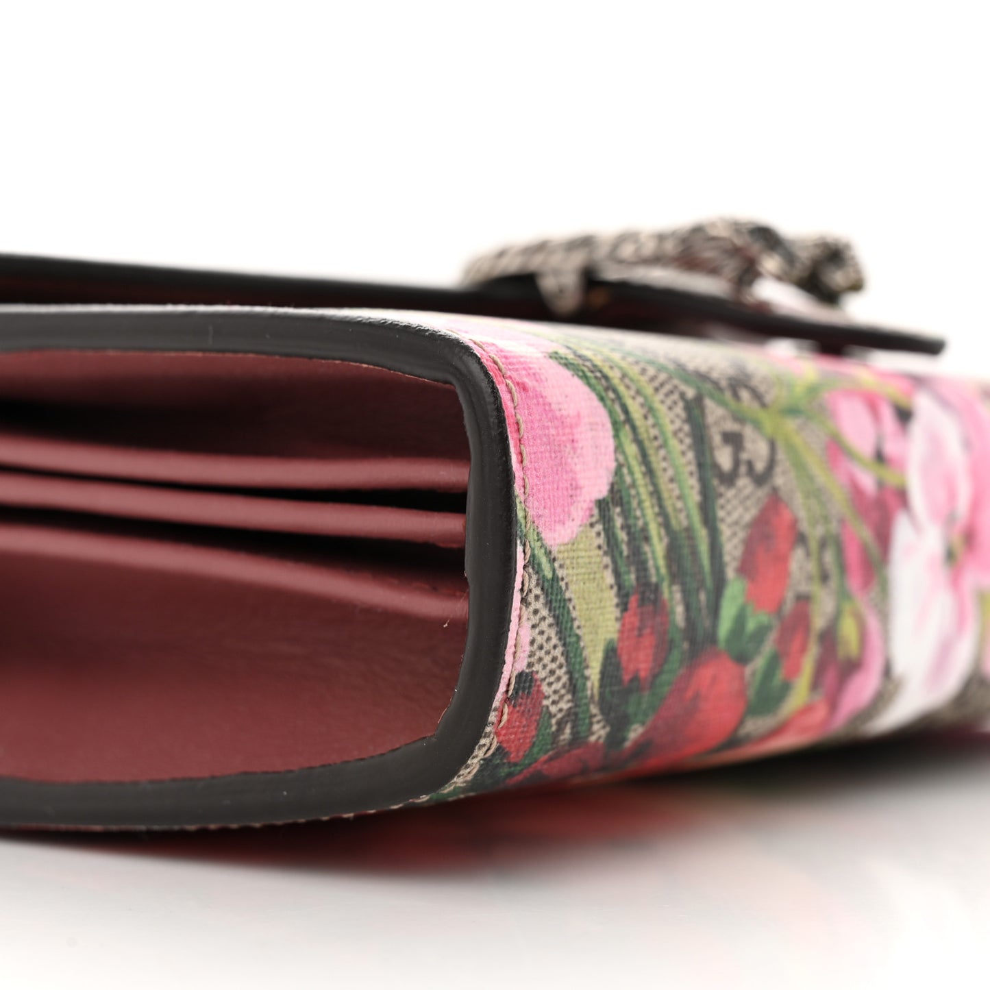 GG Supreme Monogram Blooms Mini Dionysus Chain Wallet Beige Multicolor Dry Rose