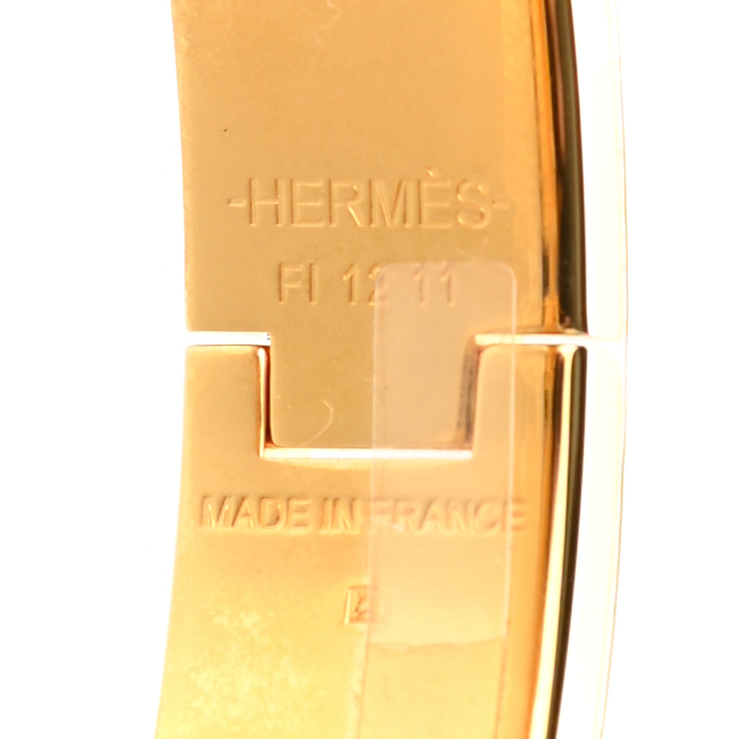 Hermes Enamel Printed Quadrige Au Fil Narrow Clic Clac H Bracelet PM Or White 4 of 6