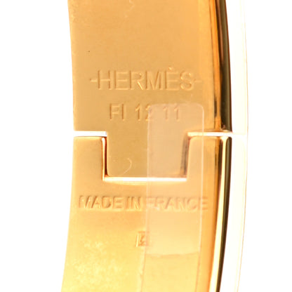 Hermes Enamel Printed Quadrige Au Fil Narrow Clic Clac H Bracelet PM Or White 4 of 6