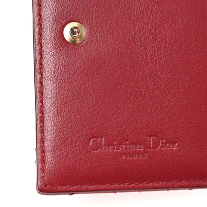 Christian Dior Patent Cannage Small Lady Dior Flap Card Holder Cherry Red 6 of 8
