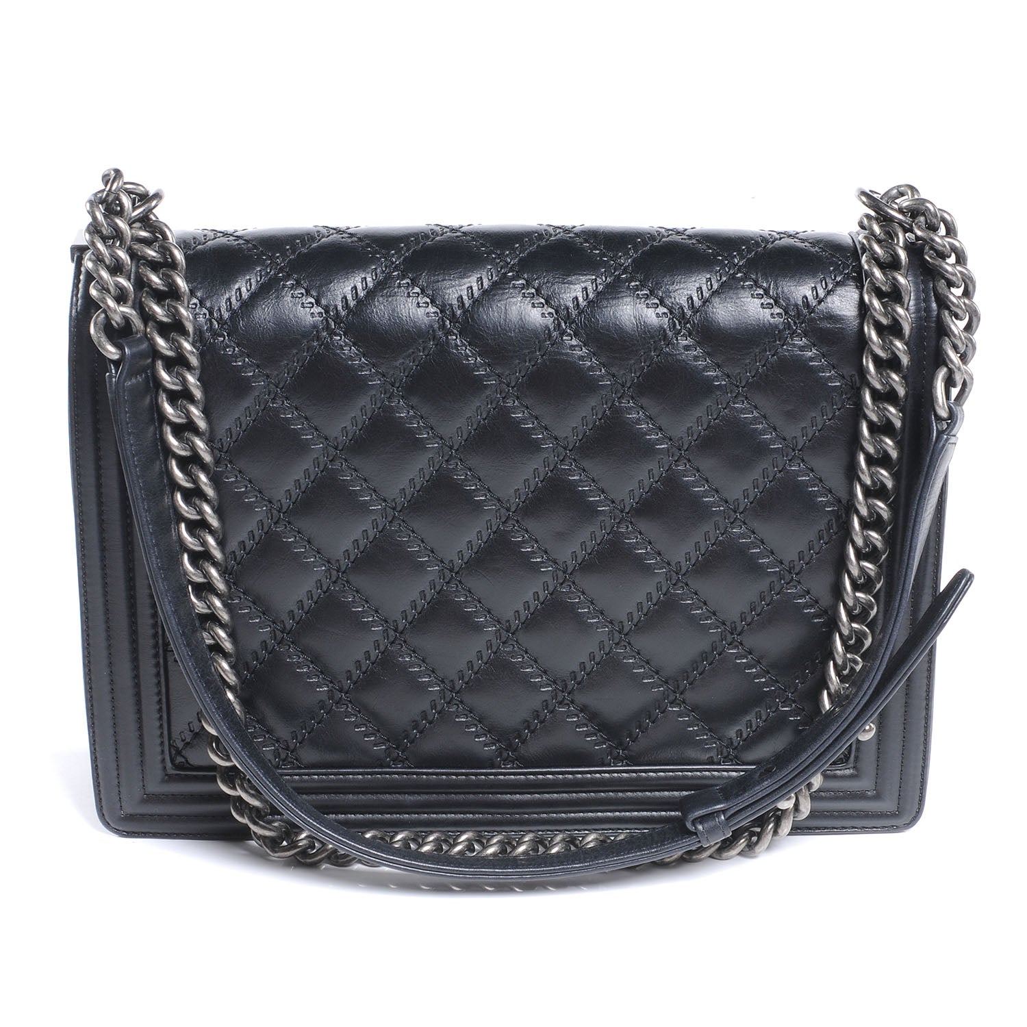 Chanel Calfskin Double Stitch Large Boy Flap Black 3 of 7