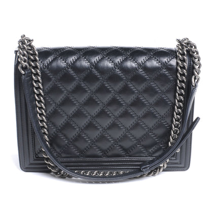 Chanel Calfskin Double Stitch Large Boy Flap Black 3 of 7