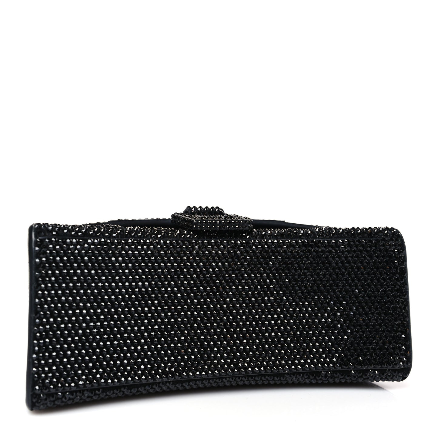 Strass Suede Hourglass Top Handle Bag XS Black