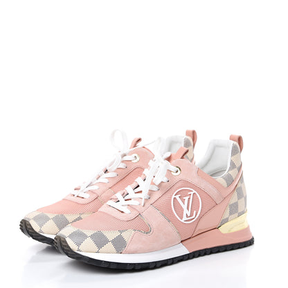 Louis Vuitton Suede Damier Azur Run Away Sneakers 41 Pink 3 of 9
