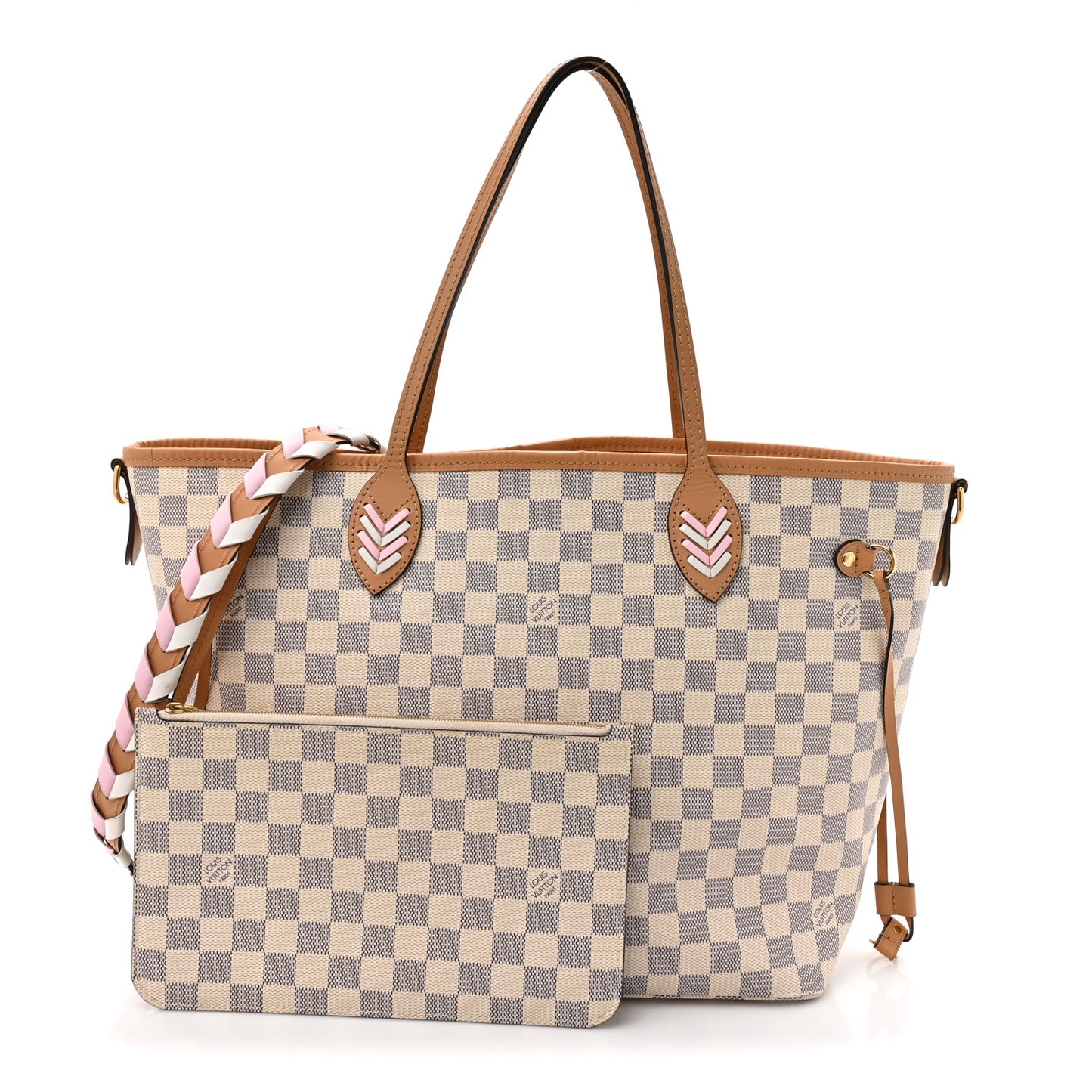 Damier Azur Braided Neverfull MM Orange